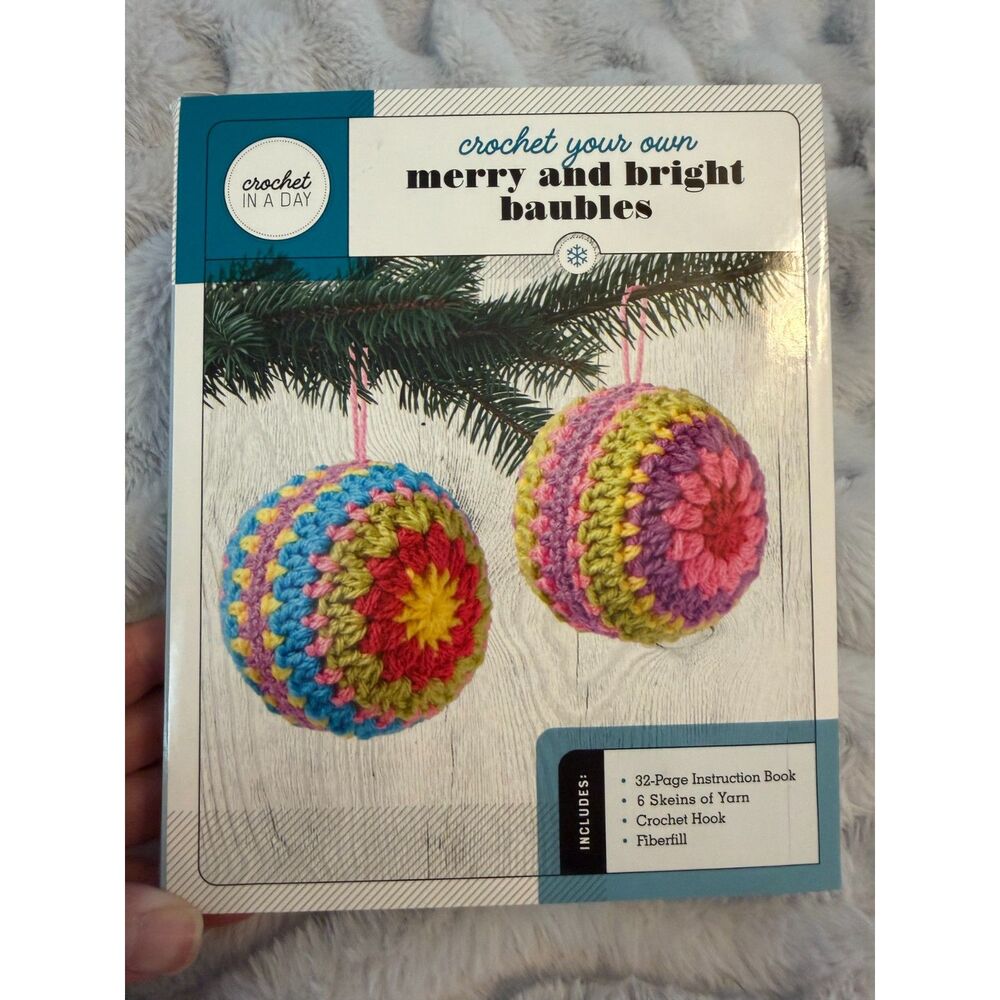 NIB Crochet in a Granny Square style baubles ornaments kit